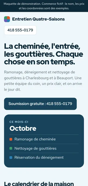 Aperçu de la maquette Entretien Quatre-Saisons sur un cellulaire