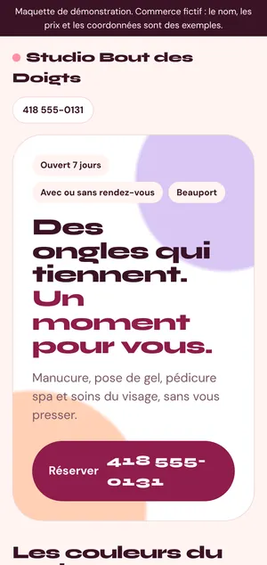 Aperçu de la maquette Studio Bout des Doigts sur un cellulaire